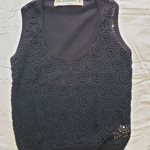 Women's Black Crochet knit Sweater Set,  Zara